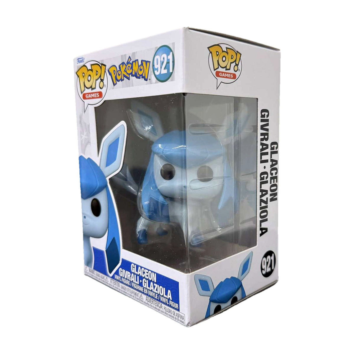 Funko Pop! Glaceon #921 i eske, fra høyre