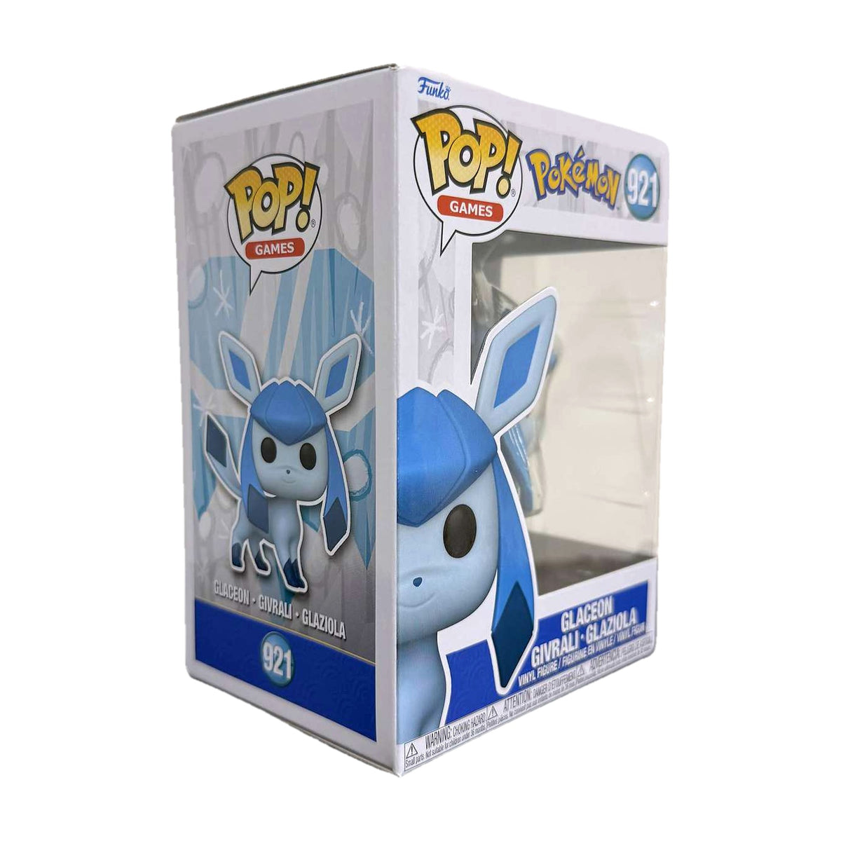 Funko Pop! Glaceon #921 i eske, fra venstre