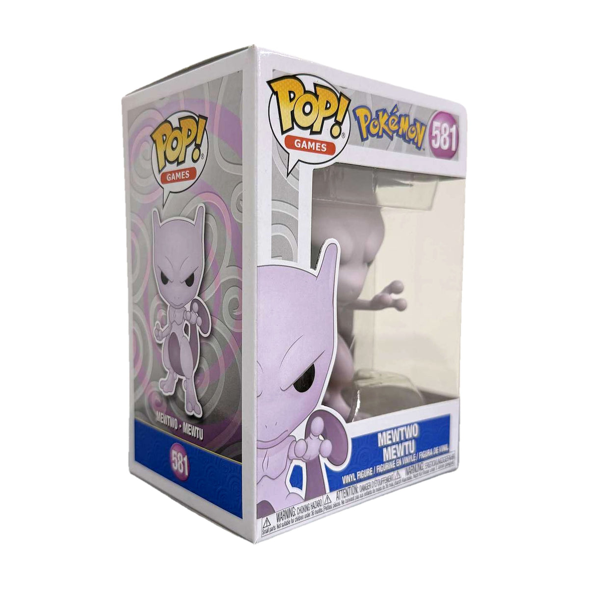 Funko Pop! Mewtwo #581 i eske, fra venstre