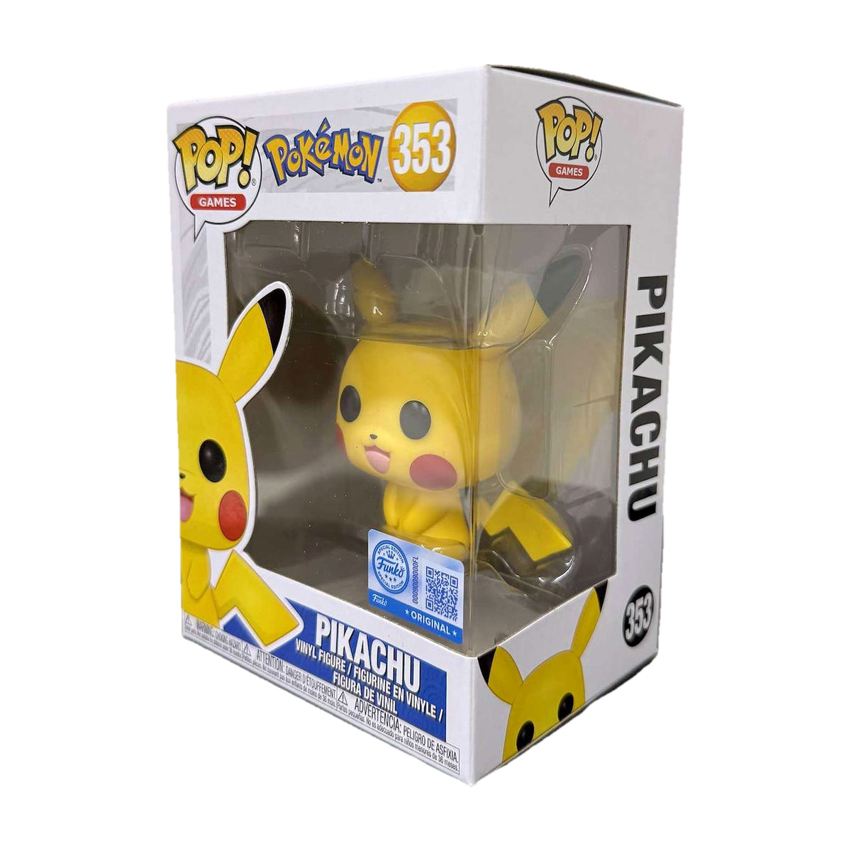 Funko Pop! Pikachu #353 i eske, fra høyre