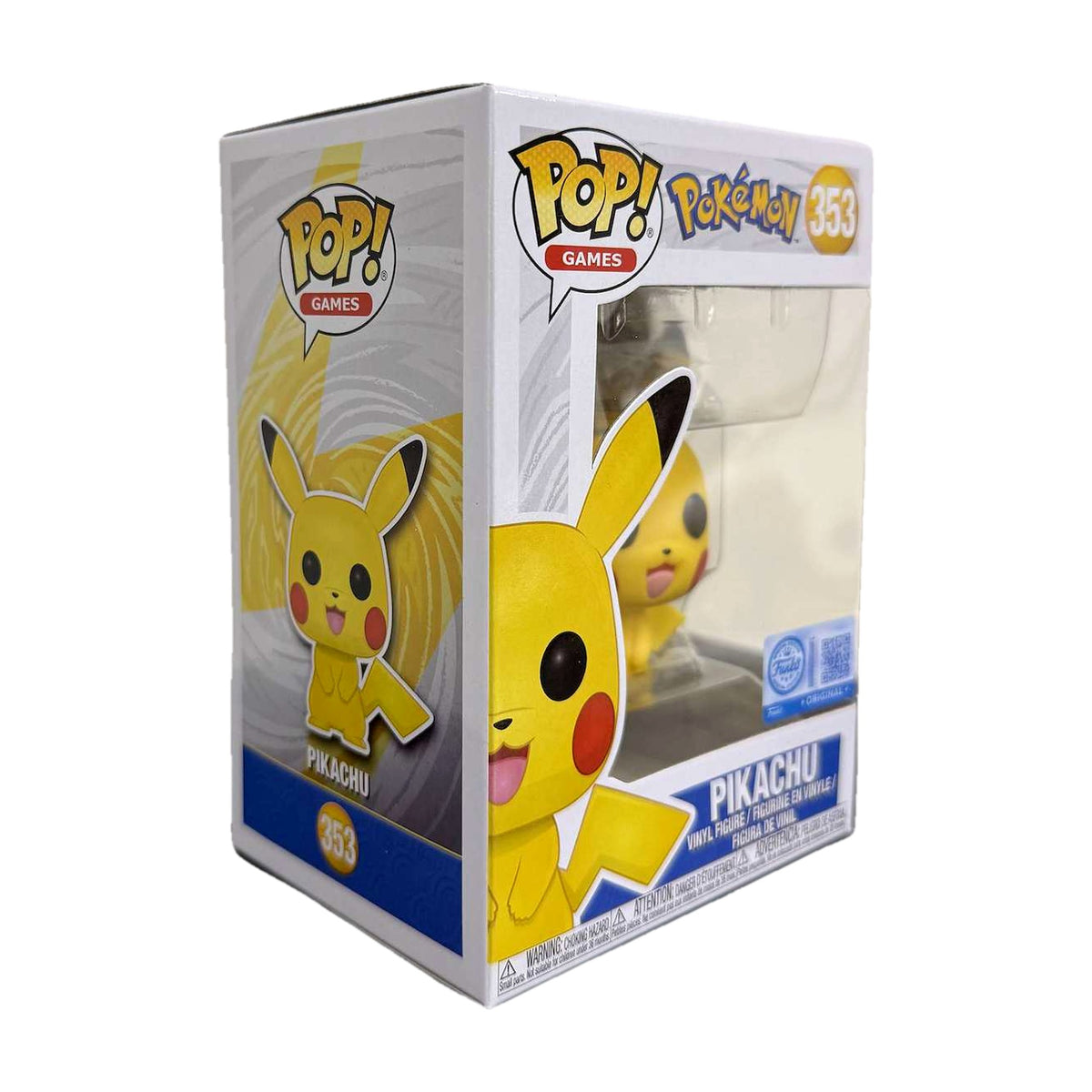 Funko Pop! Pikachu #353 i eske, fra venstre