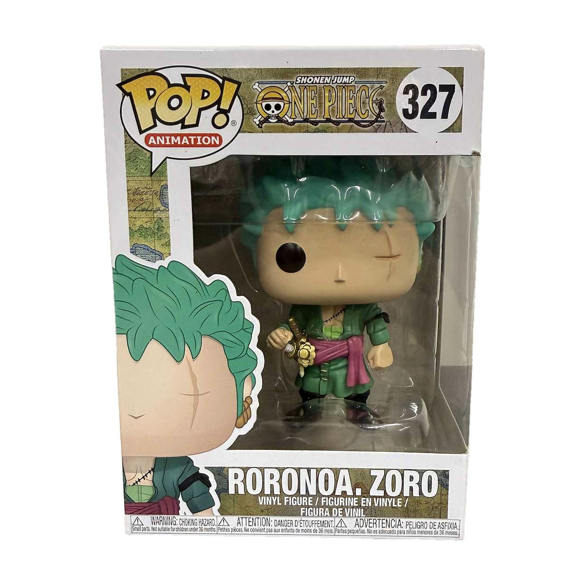 Funko Pop! Roronoa Zoro #327 i eske, forfra